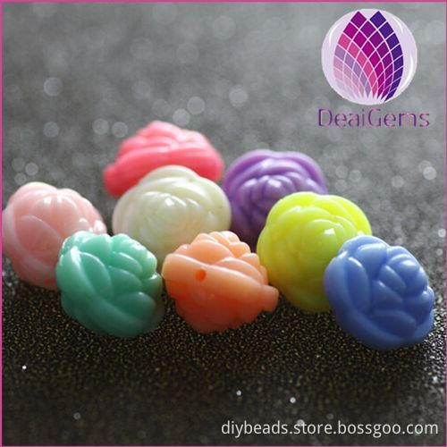 14x14x11.5mm rose flower mix color acrylic loose beads